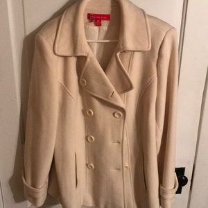 Ann Klein cream colored pea coat